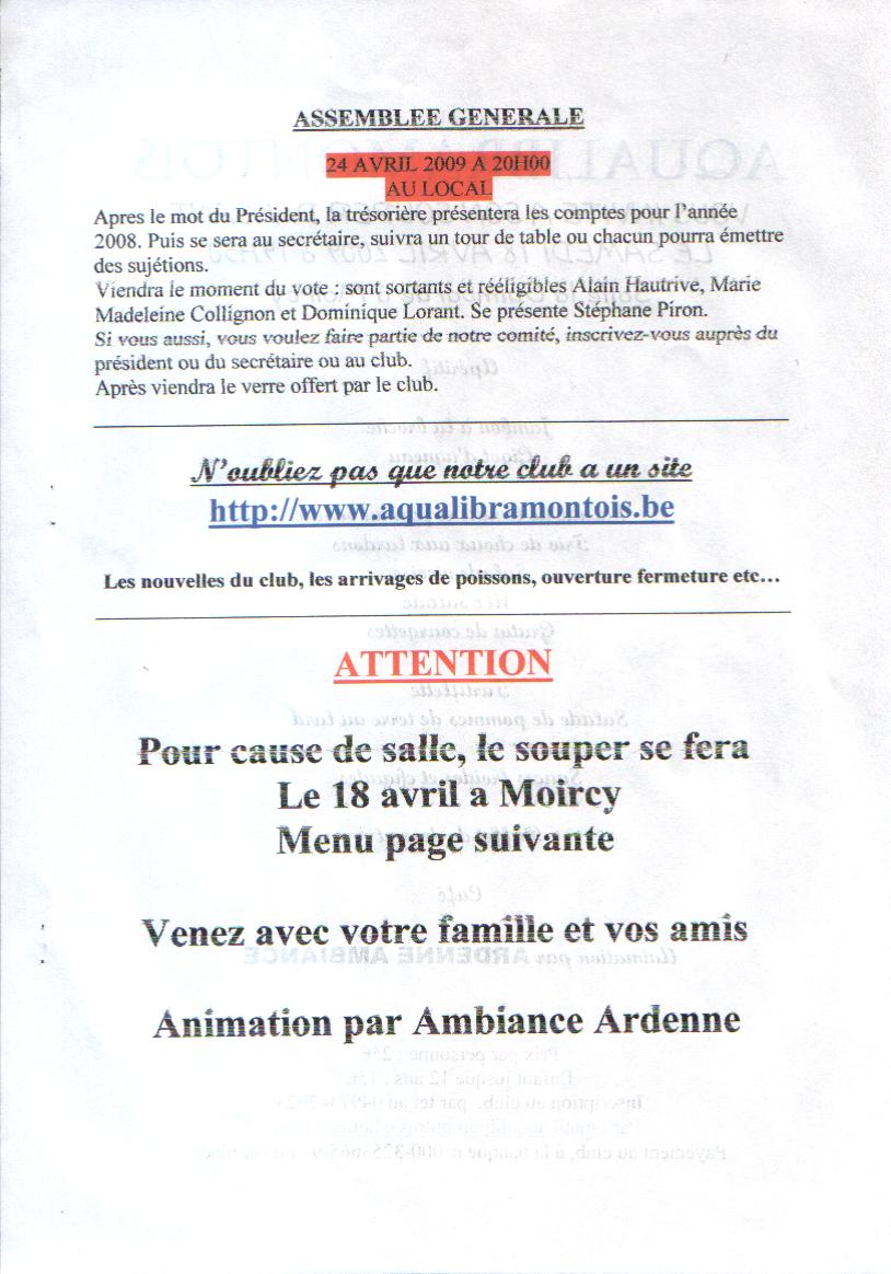 ASSEMBLEE GENERALE, SOUPER 