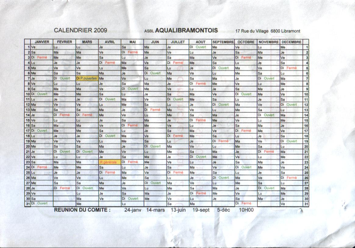 CALENDRIER 2010 CALENDRIER 2010