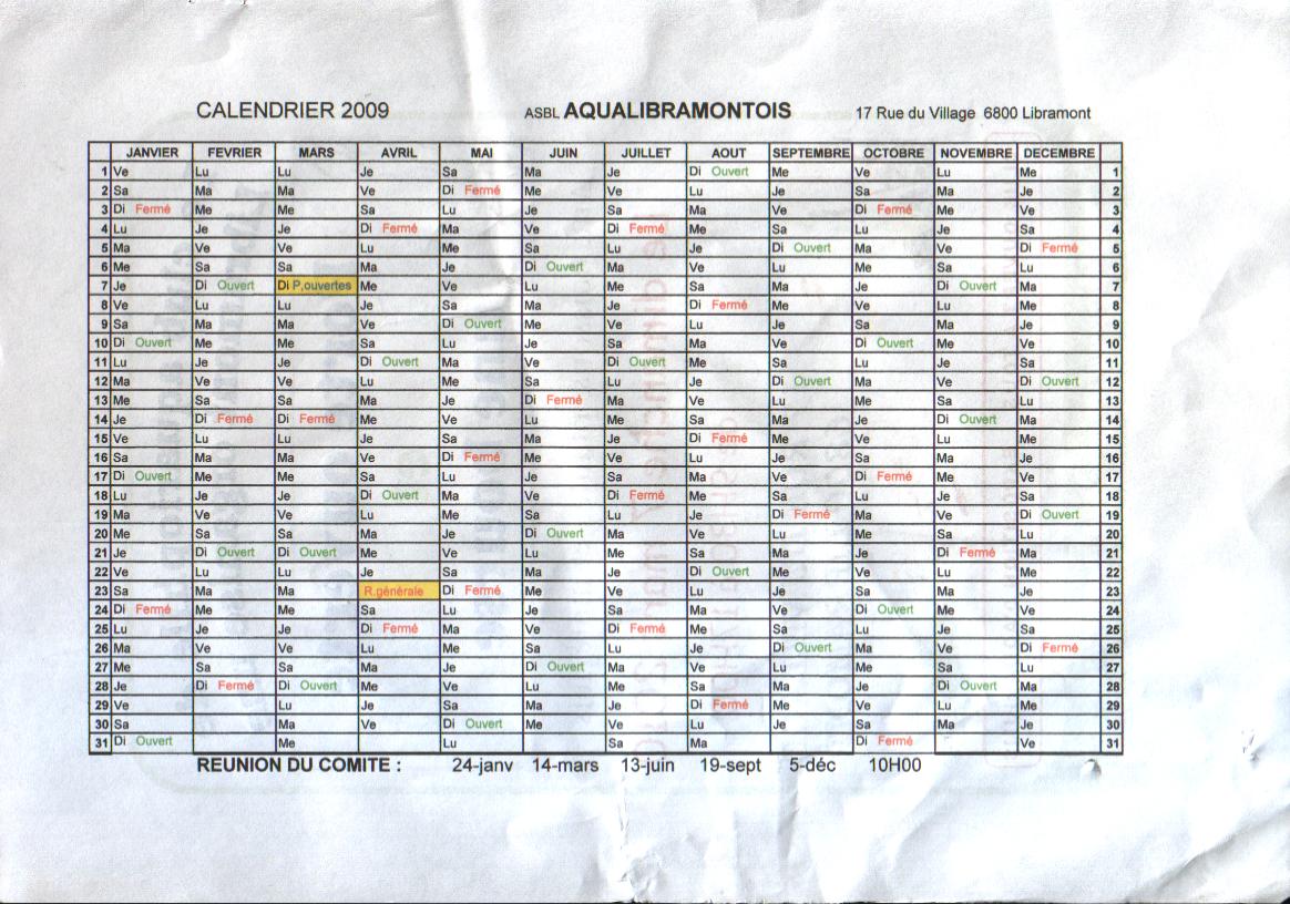 CALENDRIER 2010